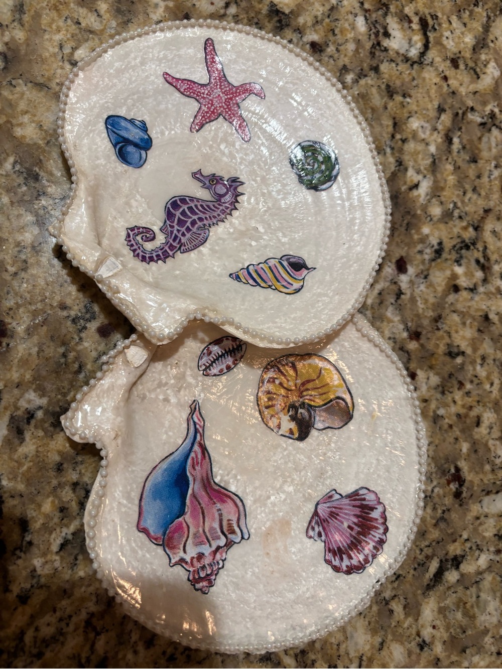 Handmade Seashell Jewelry Dish | Coastal Trinket Tray Decor - Picture 2 of 8